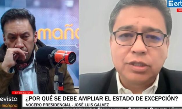 Vocero asegura que el estado de excepción funcionó, pero advierte con instituir estado de sitio si es necesario